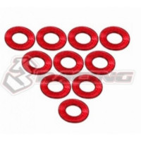 3RACING Aluminium M3 Flat Washer 0.5mm (10 Pcs) - RED