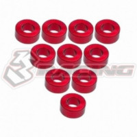 3RACING Aluminium M3 Flat Washer 2.5mm (10 Pcs) - RED