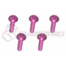 3RACING M3 x 10 AL7075 Button Head Hex Socket - Machine (5 Pcs) Pink