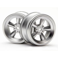 HPI Matte Chrome Vintage 5 Spoke Wheel, 26mm, 0mm Offset (2pcs)