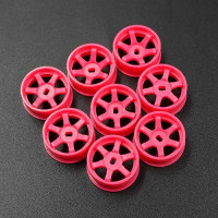 YEAH RACING Plastic Narrow Rim Set 8.5 mm (Offset 0 +1 +2 +3) Florescent Pink For 1/28 AWD Mini-Z