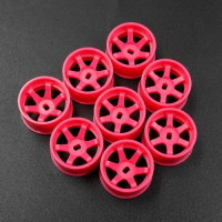 YEAH RACING Plastic Wide Rim Set 11mm (Offset 0 +1 +2 +3) Florescent Pink For 1/28 AWD Mini-Z