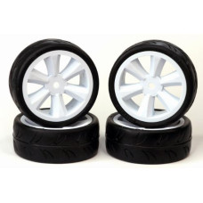 GRAVITY RC USGT Pre glued tires, Edge wheel, White (4) 