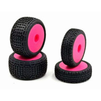 HobbyPlus Premounted Front / Rear Tires (Pink) - Speck B HobbyPlus Premounted Front / Rear Tires (Pink) - Speck B